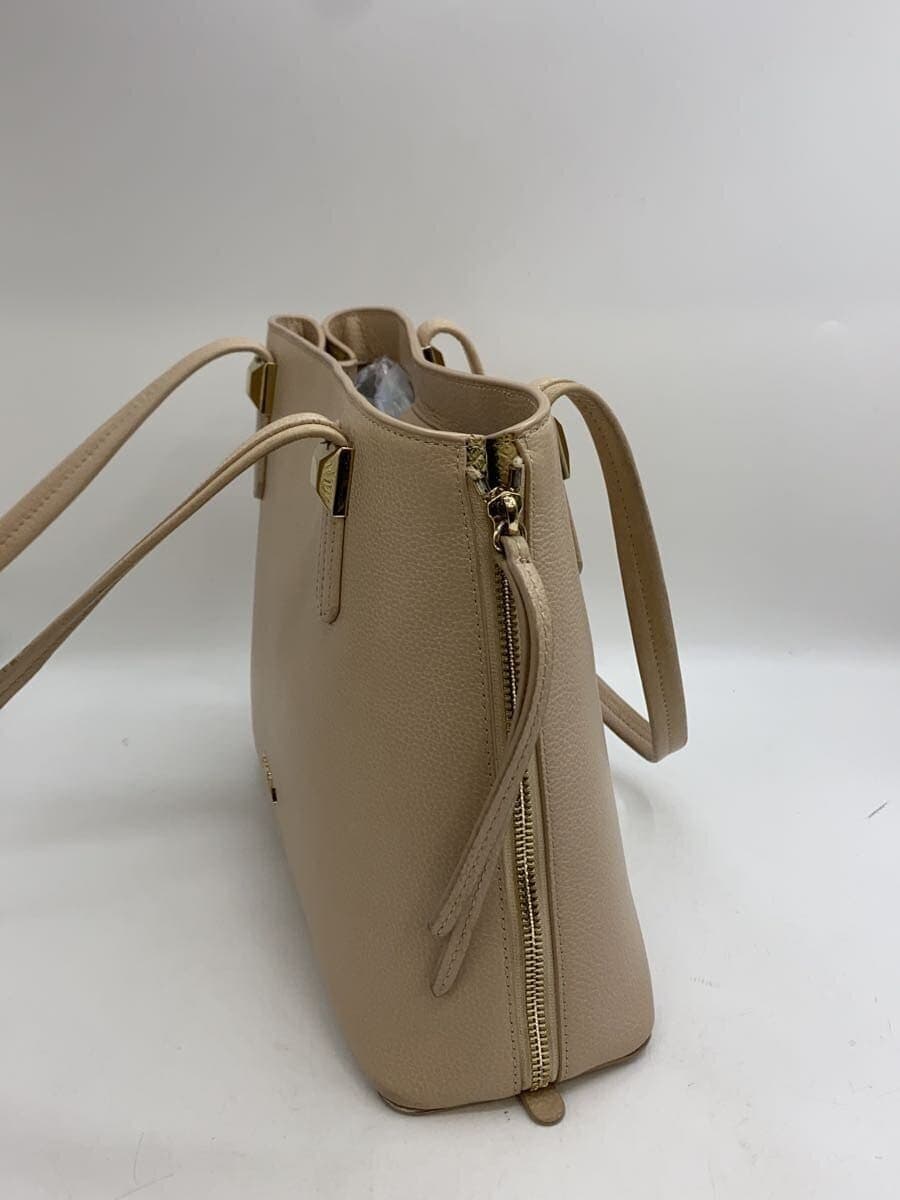 FURLA Tote Bag Leather BEG Inside Stain Corner Scuff With Wear 2