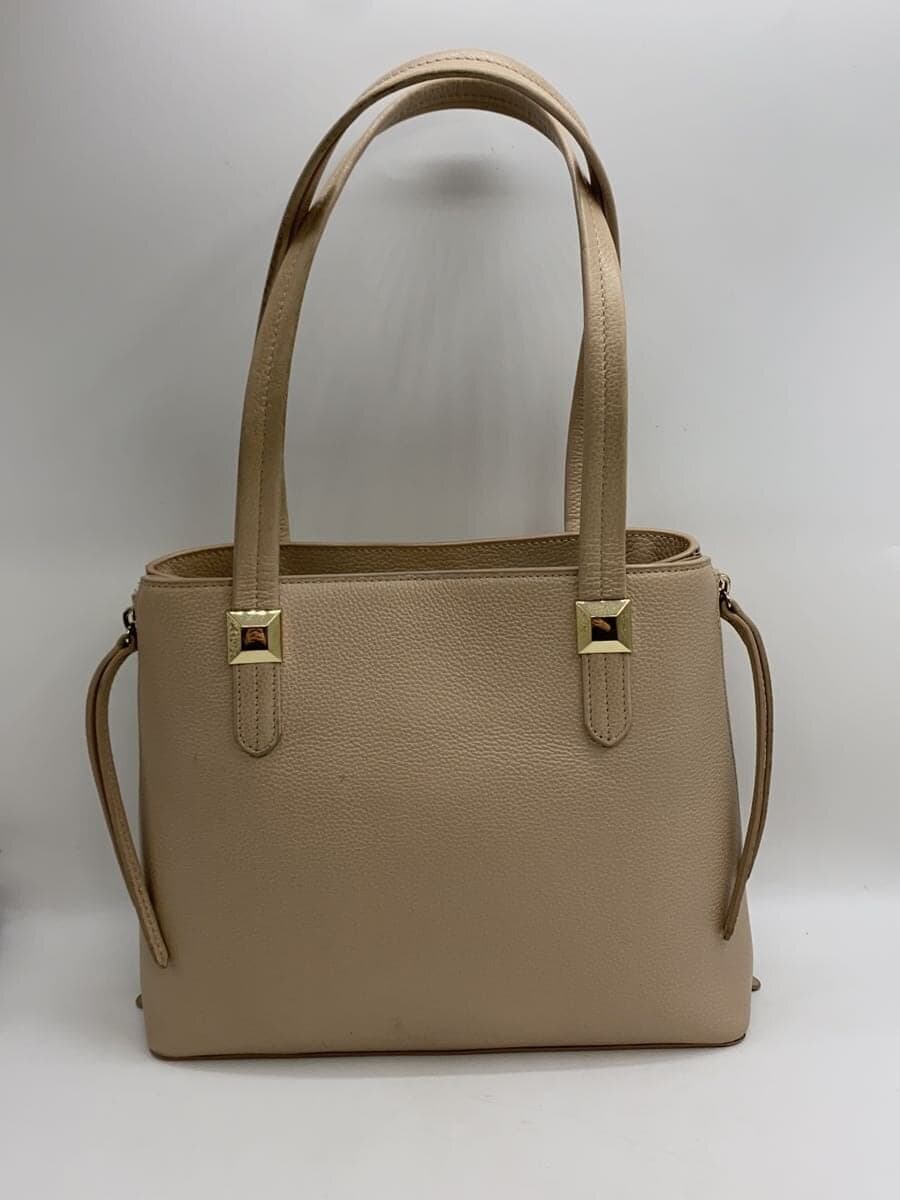 FURLA Tote Bag Leather BEG Inside Stain Corner Scuff With Wear 3