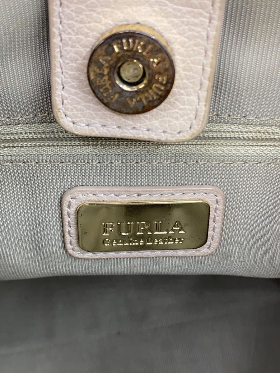 FURLA Tote Bag Leather BEG Inside Stain Corner Scuff With Wear 5