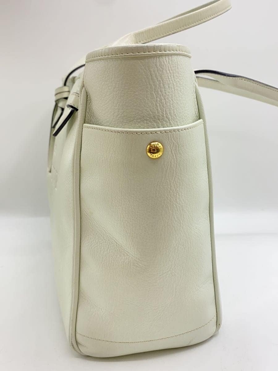 LOEWE Heritage Tote Bag Leather White Solid Color Shows signs of wear and 2