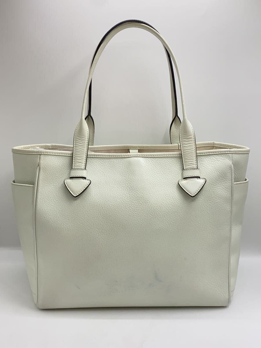 LOEWE Heritage Tote Bag Leather White Solid Color Shows signs of wear and 3
