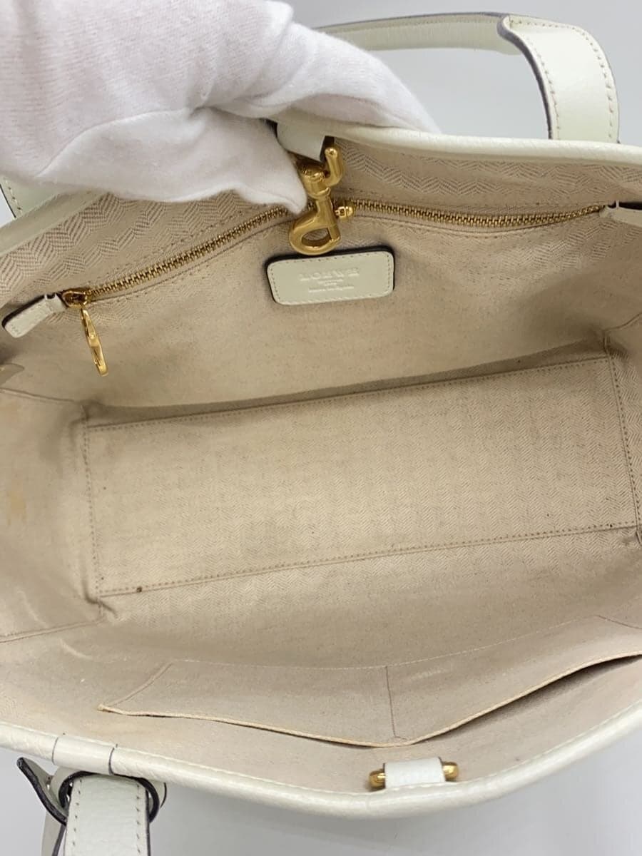 LOEWE Heritage Tote Bag Leather White Solid Color Shows signs of wear and 6