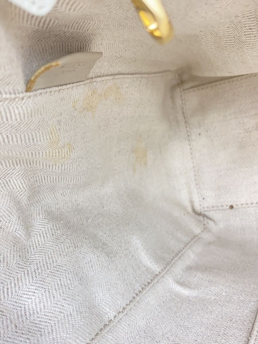 LOEWE Heritage Tote Bag Leather White Solid Color Shows signs of wear and 7