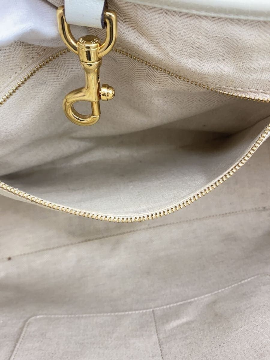 LOEWE Heritage Tote Bag Leather White Solid Color Shows signs of wear and 8