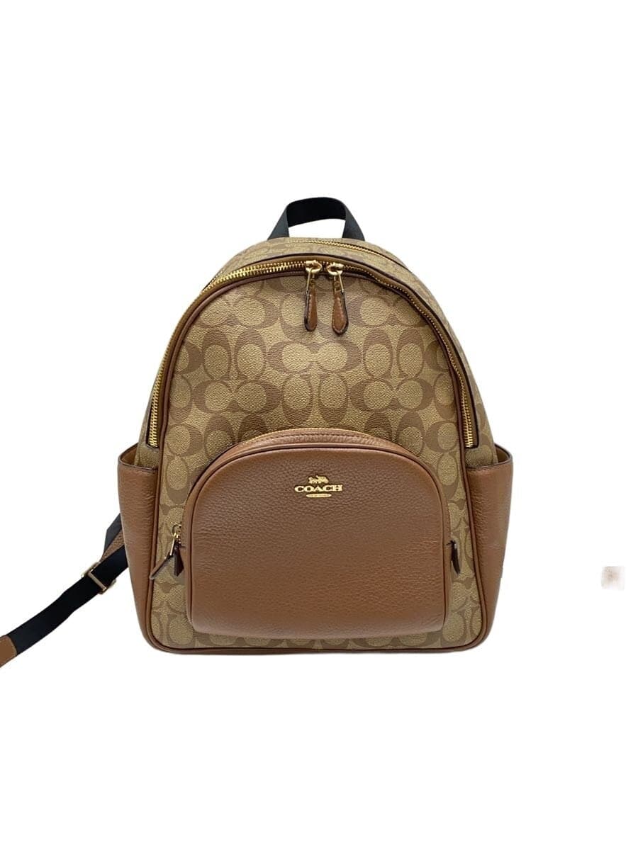 COACH Coat Backpack_Signature -- BEG All-Over Print 5671