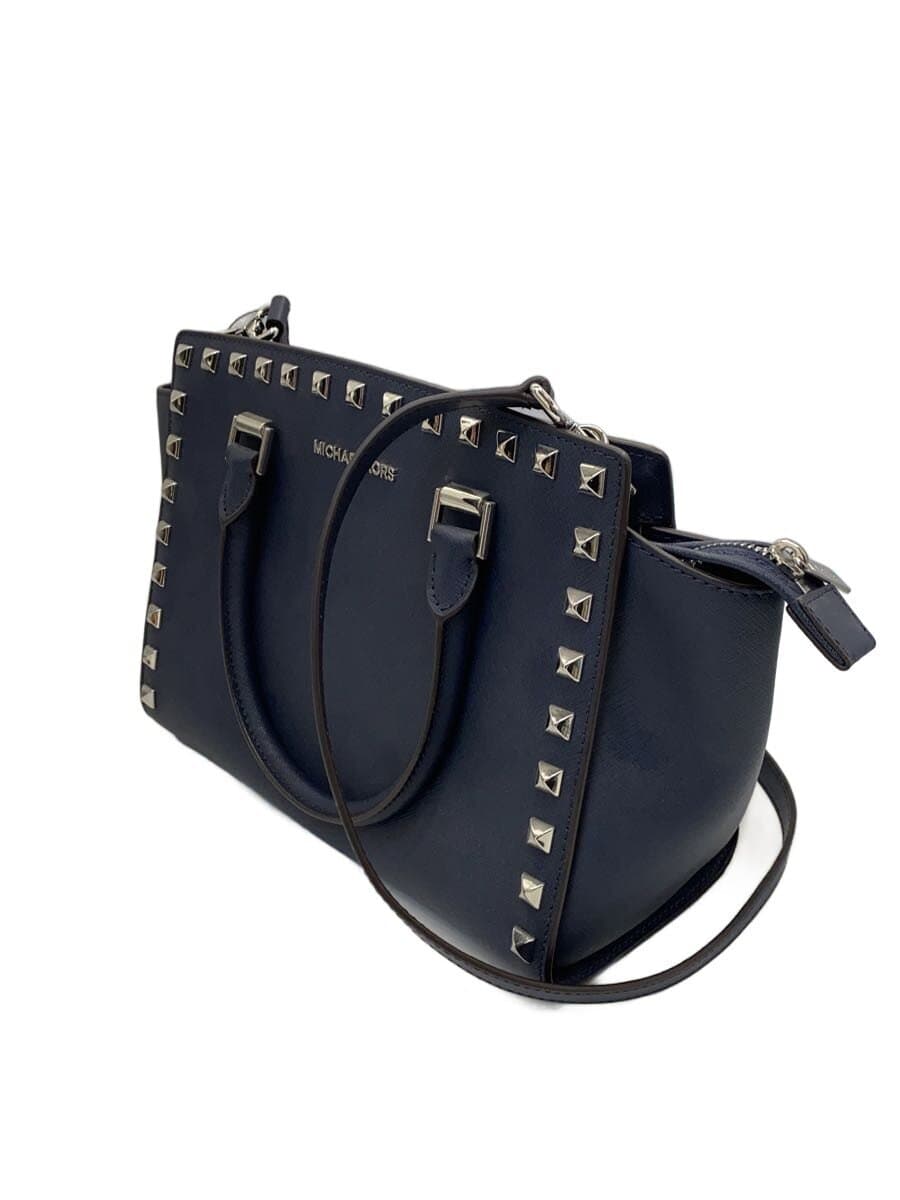 MICHAEL KORS Studs 2-Way Handbag Shoulder Bag Leather NVY 35H8SSMS2L 2