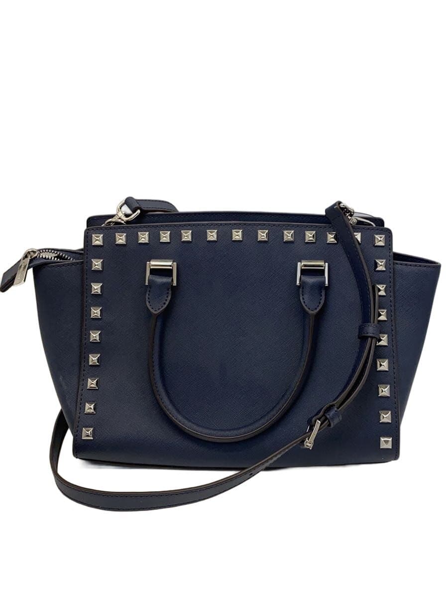 MICHAEL KORS Studs 2-Way Handbag Shoulder Bag Leather NVY 35H8SSMS2L 3