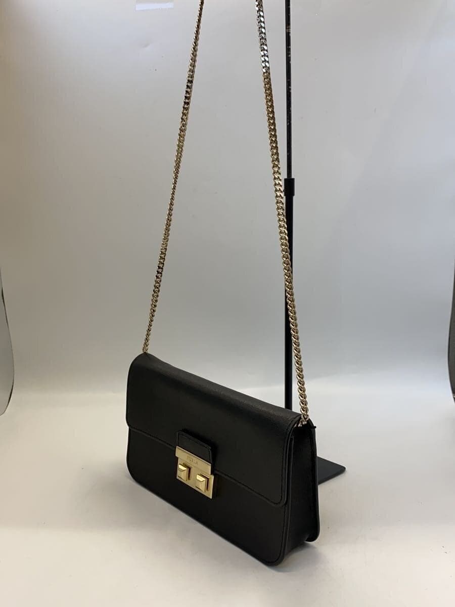 FURLAbella s Chain Shoulder Bag Leather BLK Solid 2