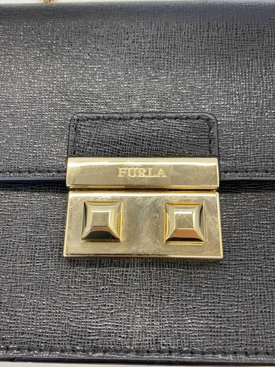 FURLAbella s Chain Shoulder Bag Leather BLK Solid 5