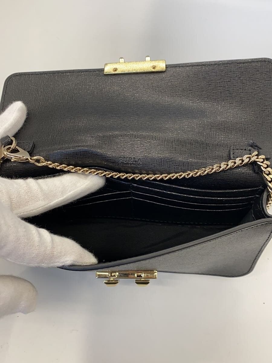 FURLAbella s Chain Shoulder Bag Leather BLK Solid 6