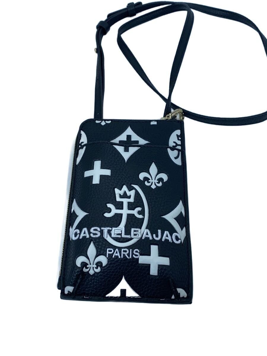 CASTELBAJAC smartphone shoulder bag leather black all-over pattern sacoche pouch