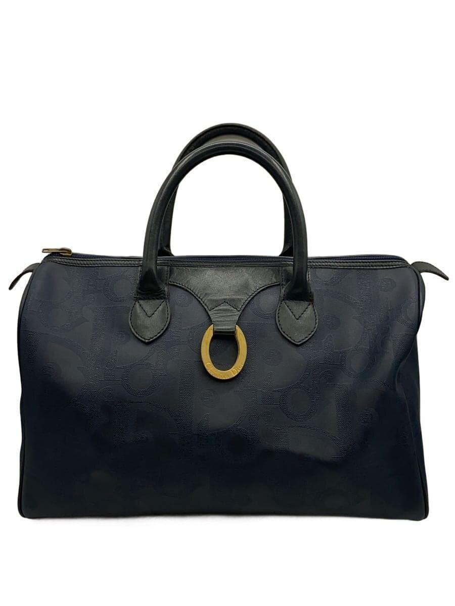 Christian Dior Boston Bag PVC Navy All-over Pattern