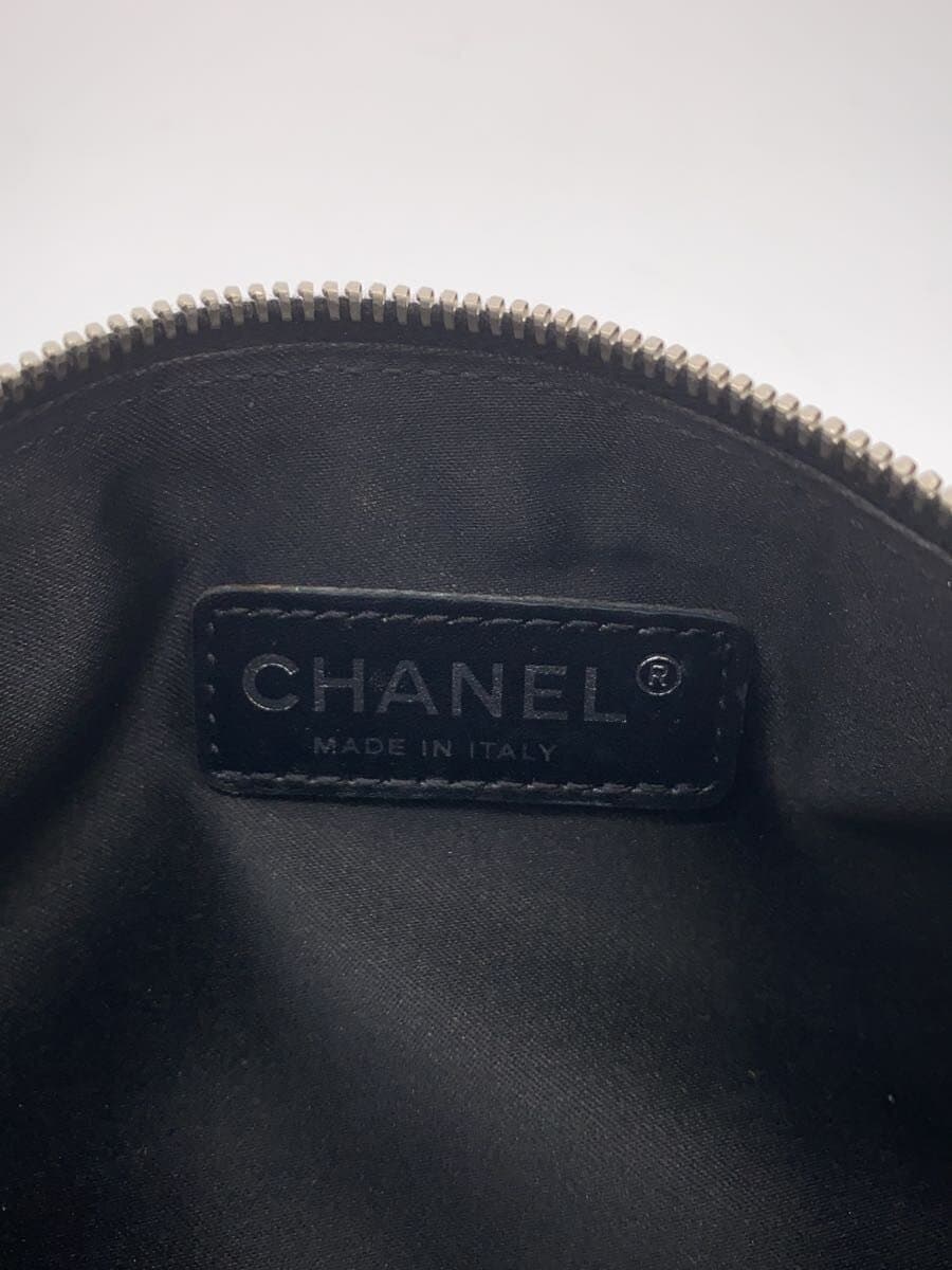 CHANEL Inner With Stain Camellia Pouch Patent Leather BLK 5