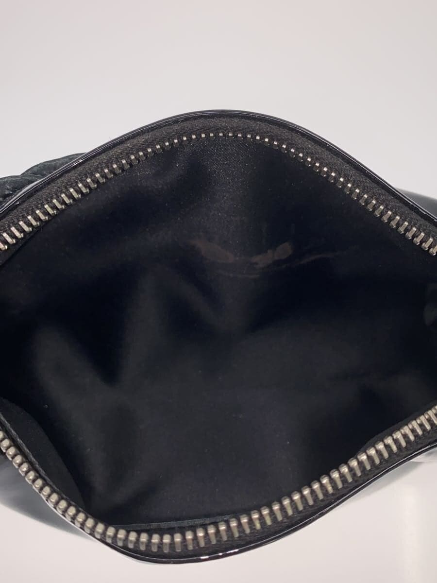 CHANEL Inner With Stain Camellia Pouch Patent Leather BLK 6
