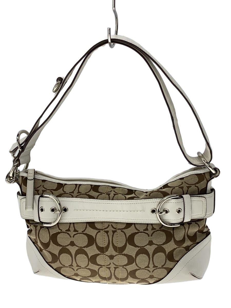 COACH Shoulder Bag Canvas GRY F07077