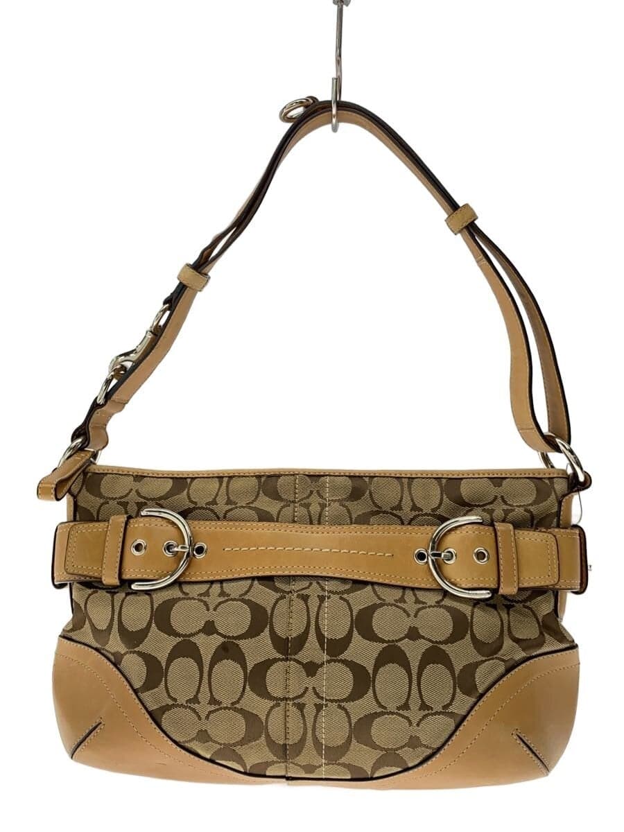 COACH Shoulder Bag Canvas BEG F07077