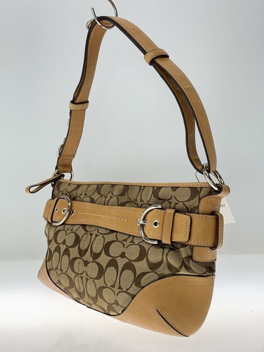 COACH Shoulder Bag Canvas BEG F07077 2
