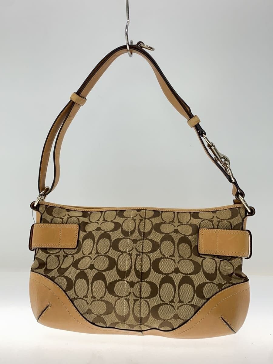 COACH Shoulder Bag Canvas BEG F07077 3