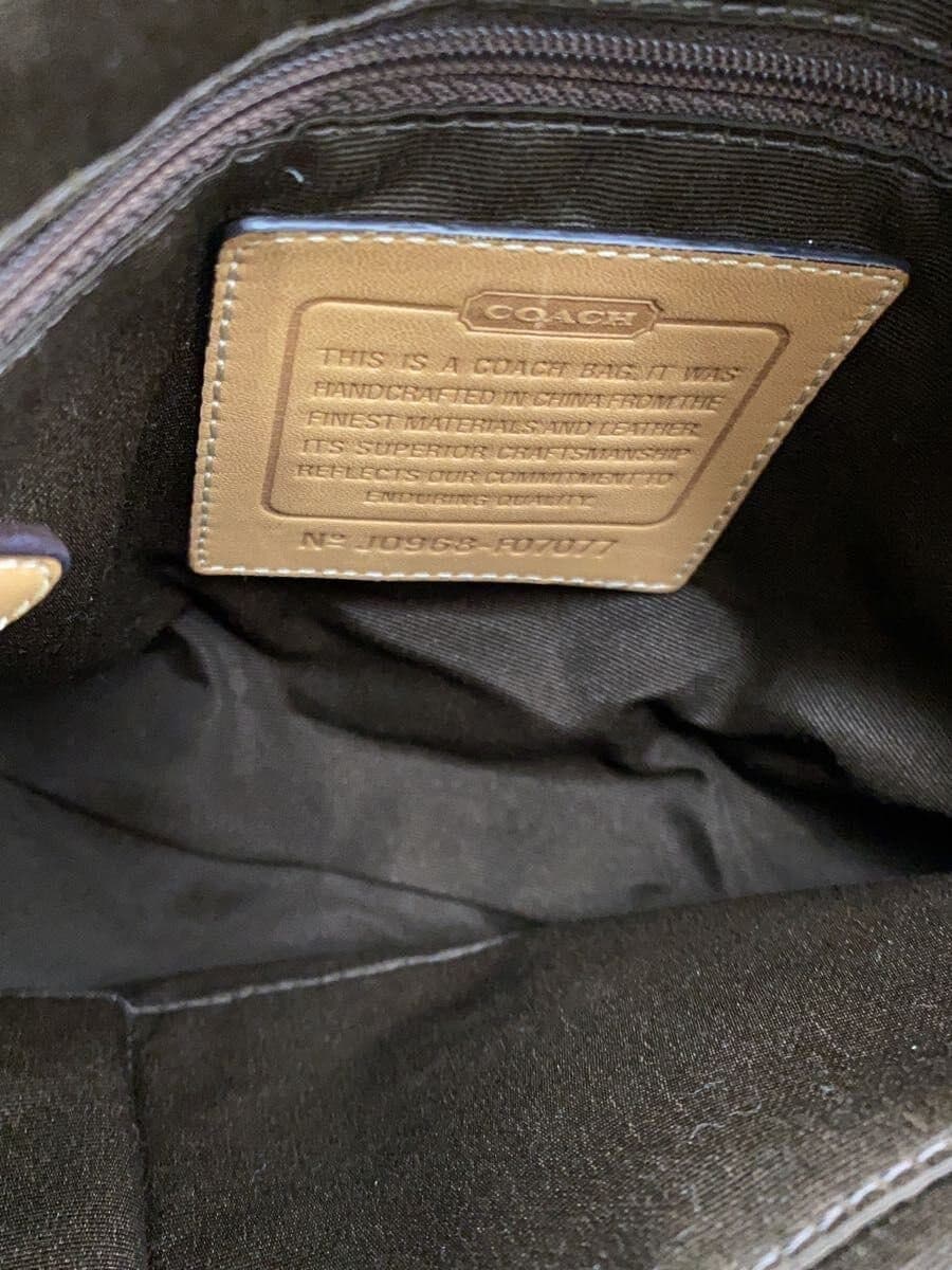 COACH Shoulder Bag Canvas BEG F07077 6