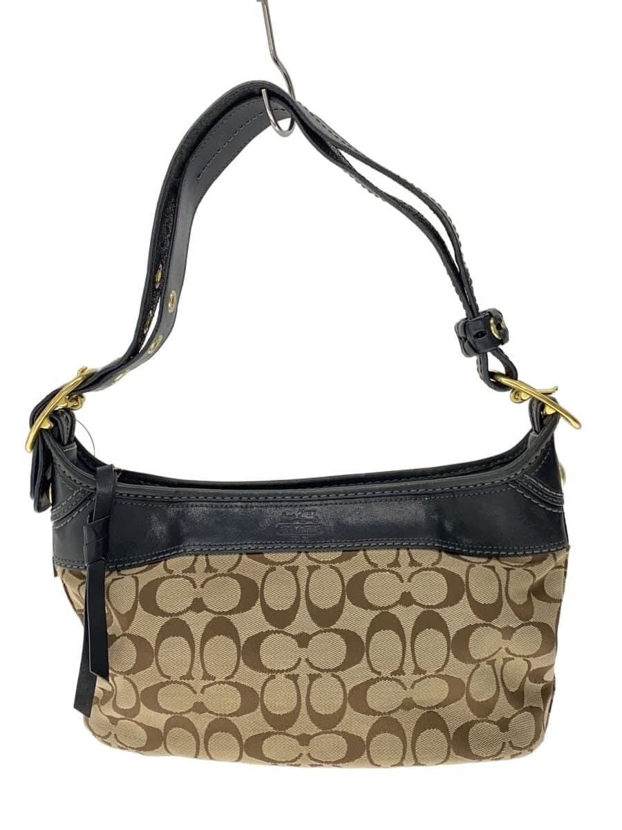 COACH Shoulder Bag Canvas BEG 11444