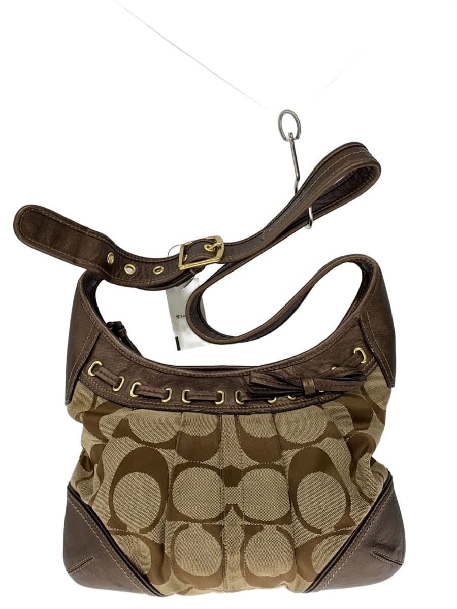 COACH Shoulder Bag Canvas BEG 12718