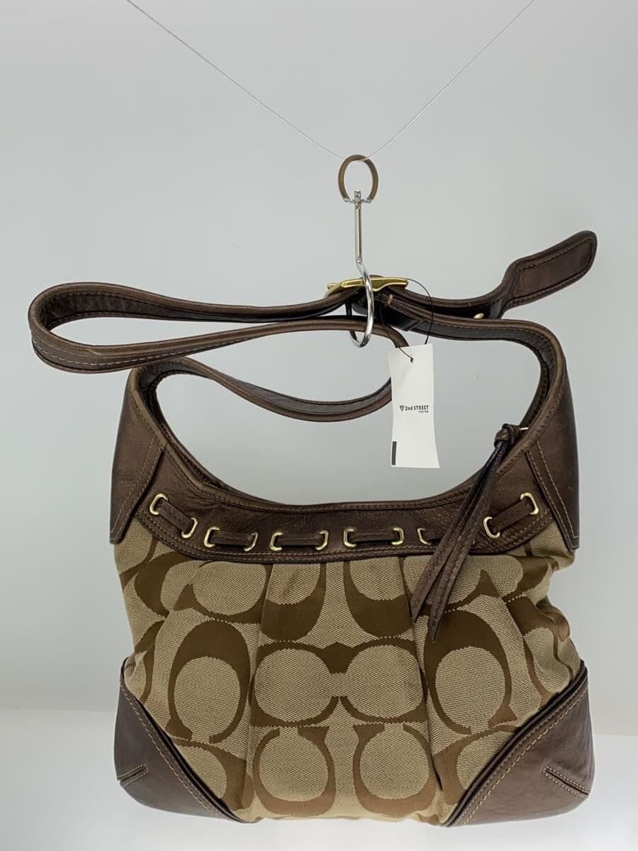 COACH Shoulder Bag Canvas BEG 12718 3