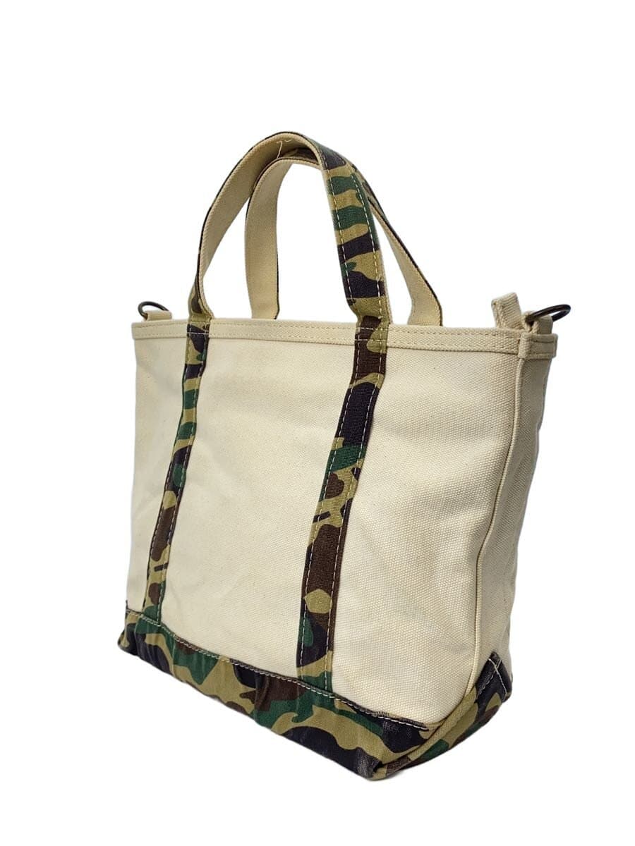 L.L.Bean Tote Bag Cotton WHT Camouflage 282343 2