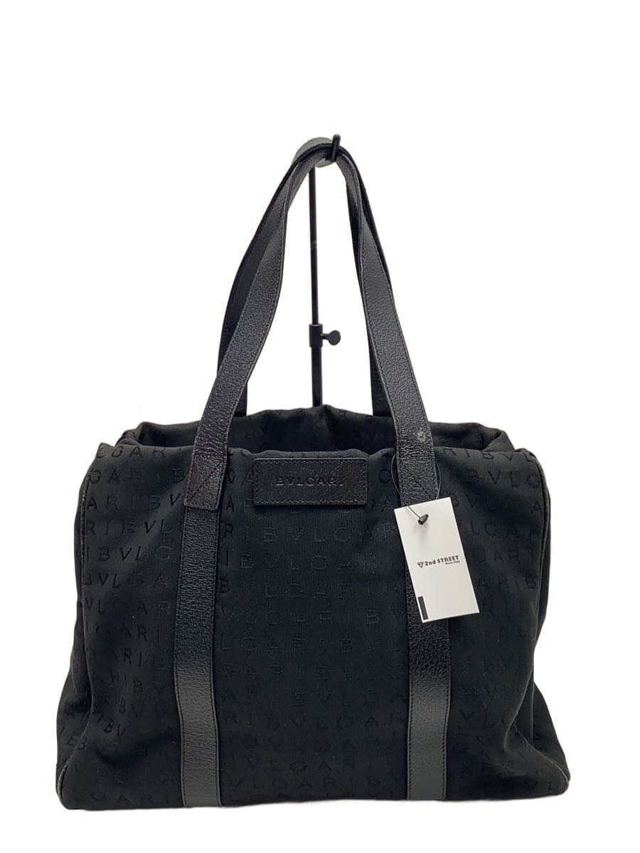 BVLGARI Tote Bag BLK Handle Peeling Edge Scuff
