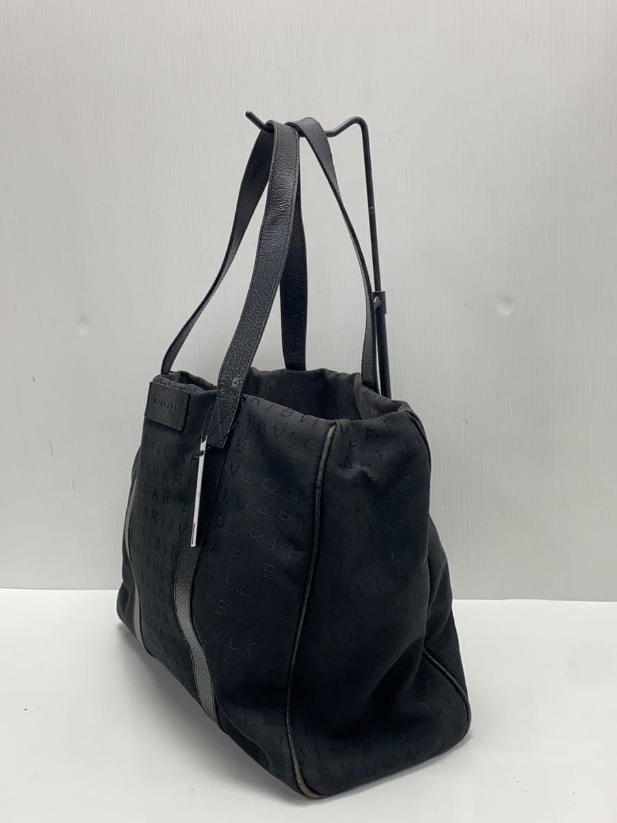 BVLGARI Tote Bag BLK Handle Peeling Edge Scuff 2