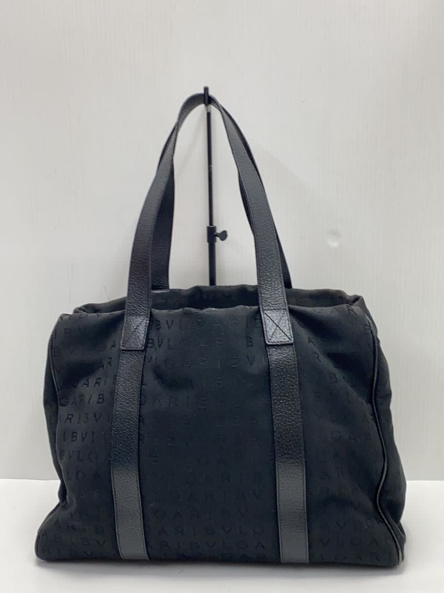 BVLGARI Tote Bag BLK Handle Peeling Edge Scuff 3