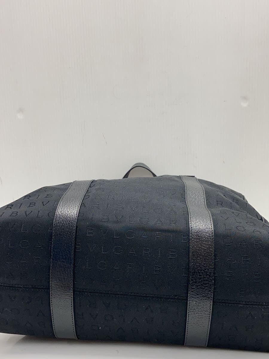 BVLGARI Tote Bag BLK Handle Peeling Edge Scuff 4