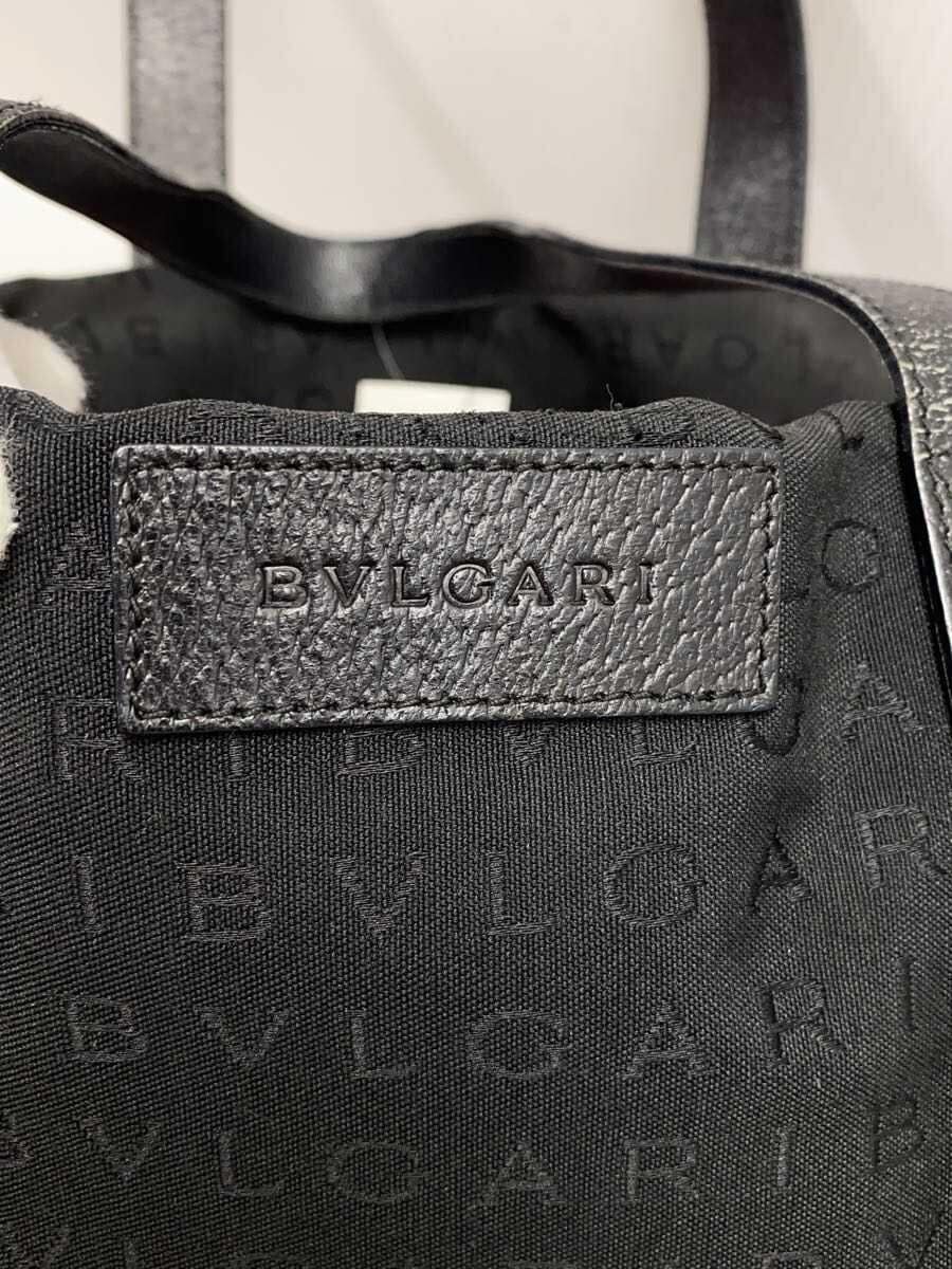 BVLGARI Tote Bag BLK Handle Peeling Edge Scuff 5