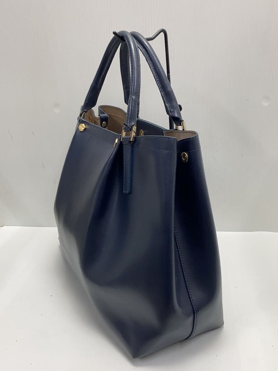 GIANNI NOTARO Tote Bag Leather NVY Corner Scuff Handle Damage 2
