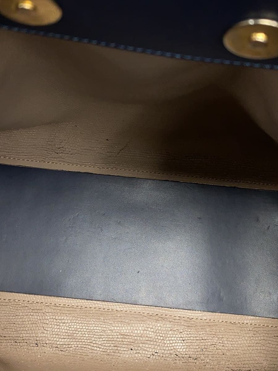 GIANNI NOTARO Tote Bag Leather NVY Corner Scuff Handle Damage 6