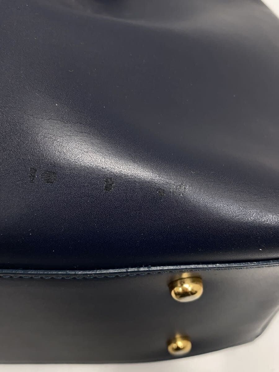 GIANNI NOTARO Tote Bag Leather NVY Corner Scuff Handle Damage 7