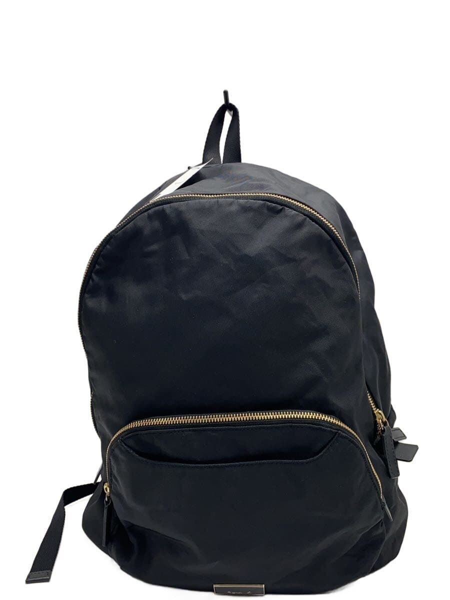 agnes b. Backpack BLK ZIP Handle Peeling
