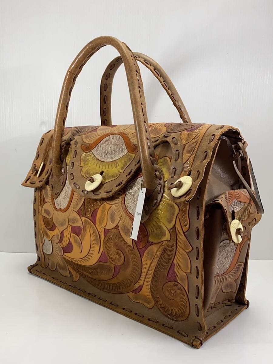 GRACE CONTINENTAL Tote Bag Leather BRW All Over Pattern 2