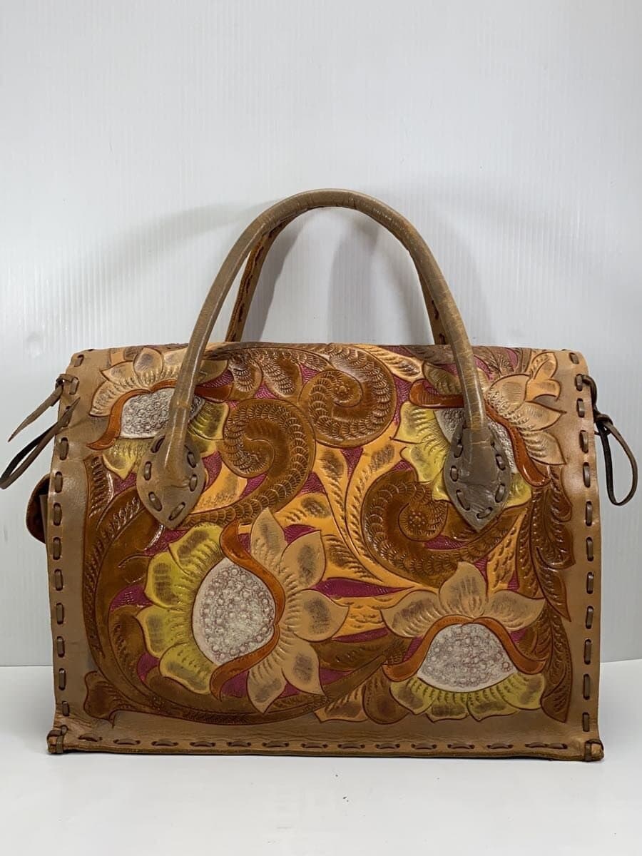 GRACE CONTINENTAL Tote Bag Leather BRW All Over Pattern 3