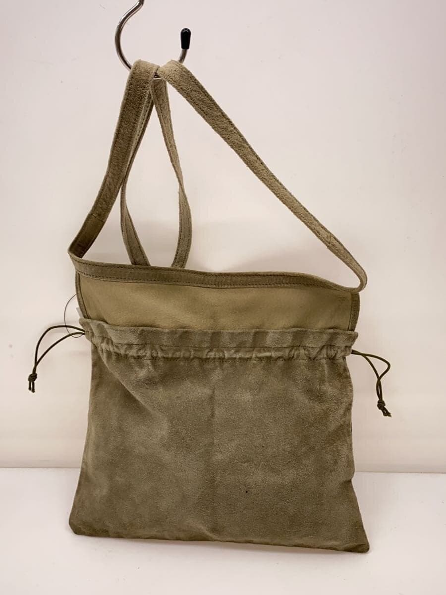 Hender Scheme Drawstring Shoulder Bag Suede KHK Solid 3
