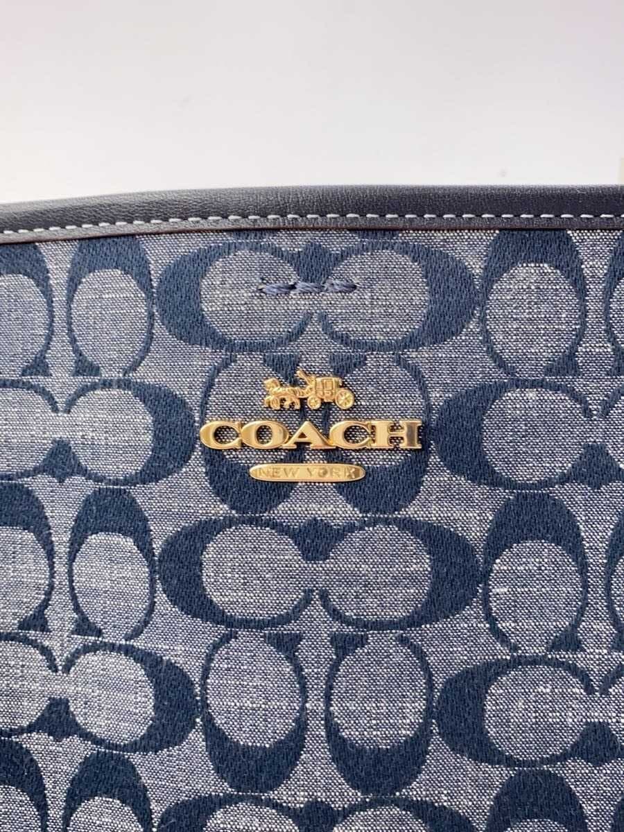 COACH Shoulder Bag Canvas BLU All Over Pattern CH229 5