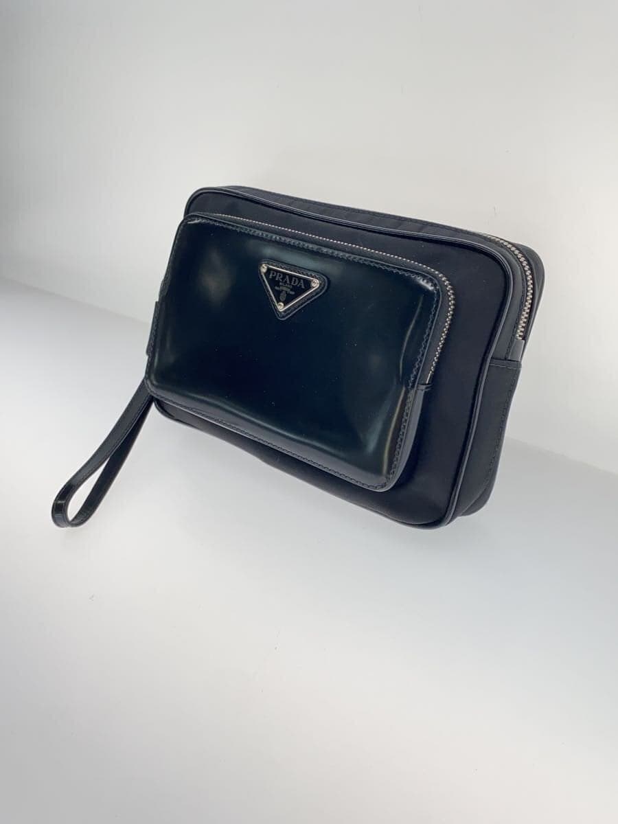 PRADA Second Bag Glass Leather x Nylon BLK 2VF041 2