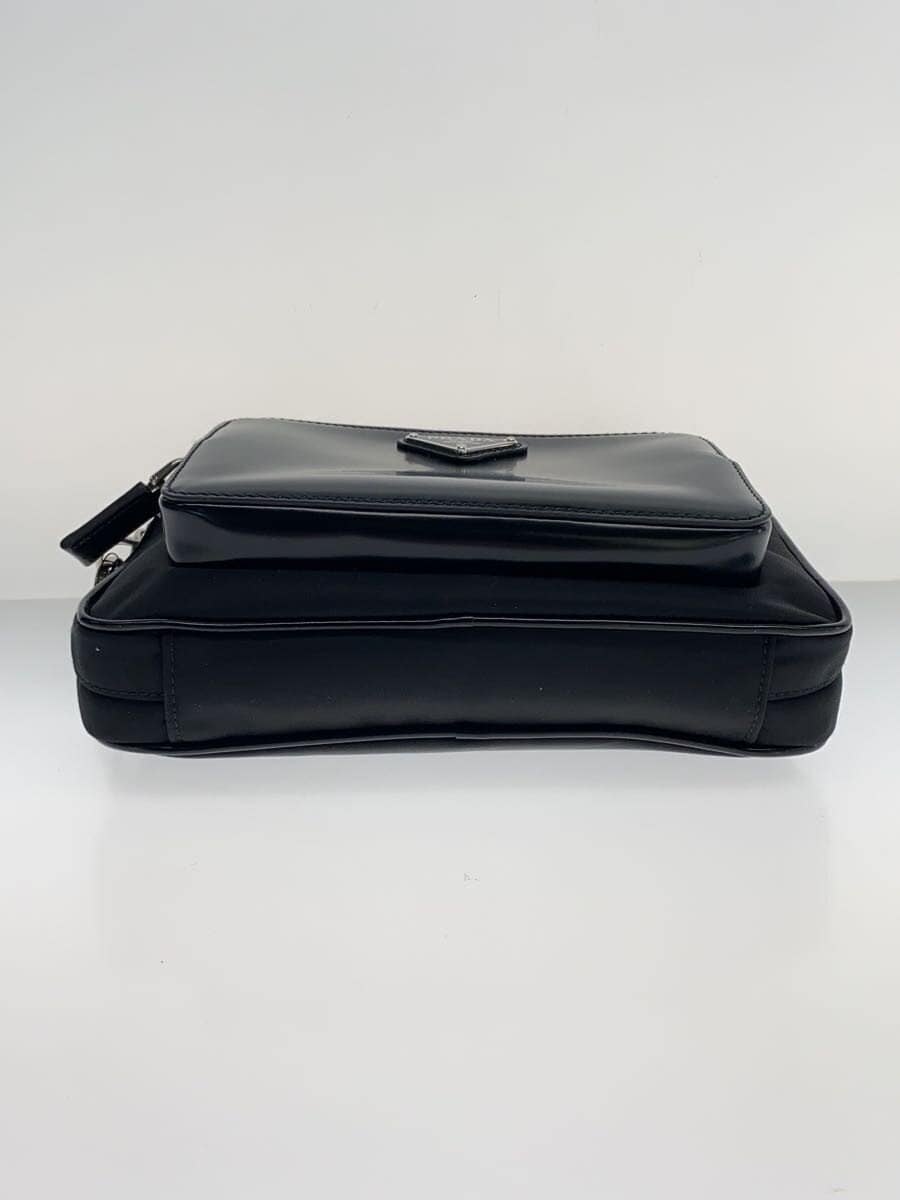 PRADA Second Bag Glass Leather x Nylon BLK 2VF041 4