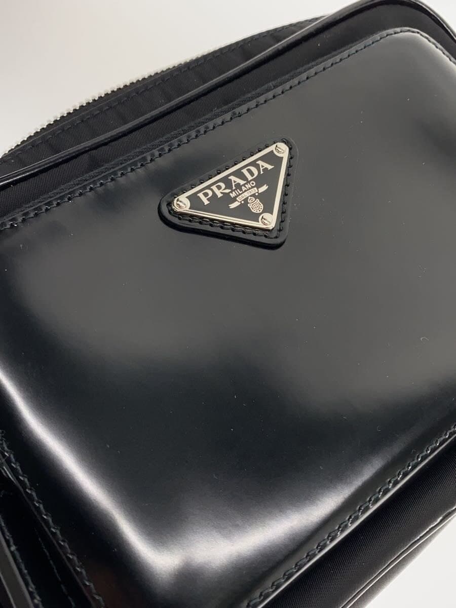 PRADA Second Bag Glass Leather x Nylon BLK 2VF041 7