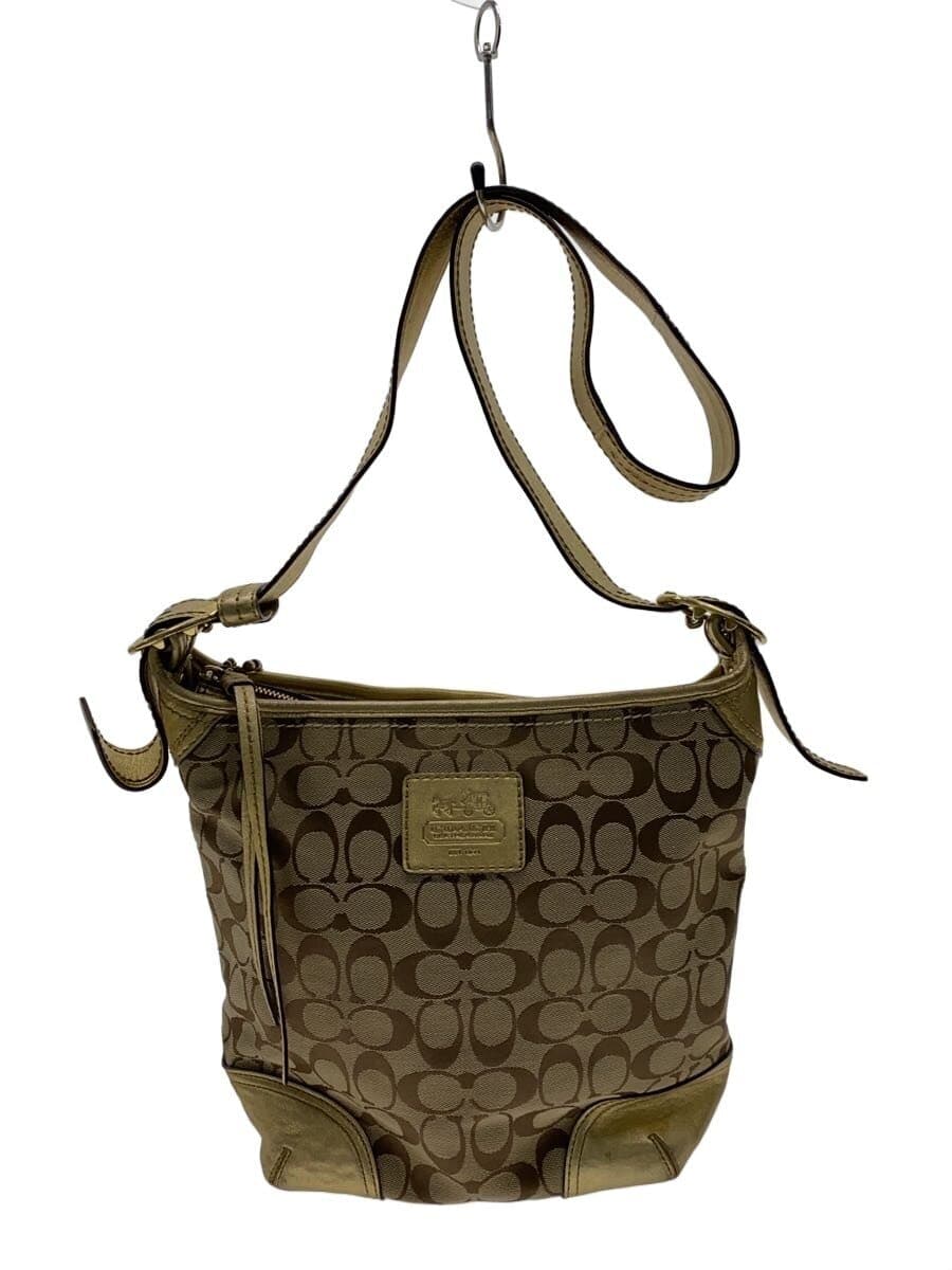 COACH Shoulder Bag Canvas GLD All Over Pattern F12390