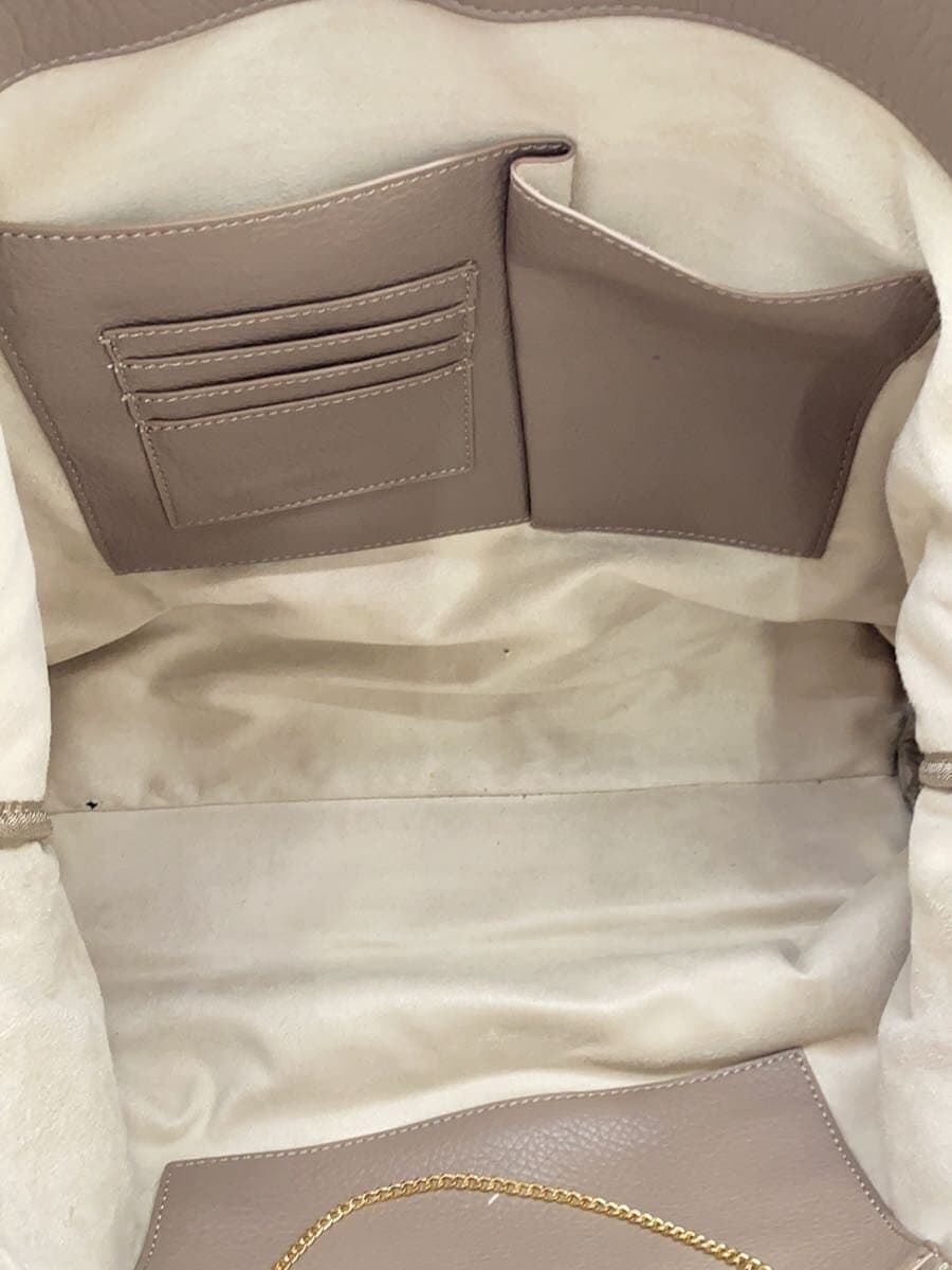 nouer Handbag Leather BEG Solid 6