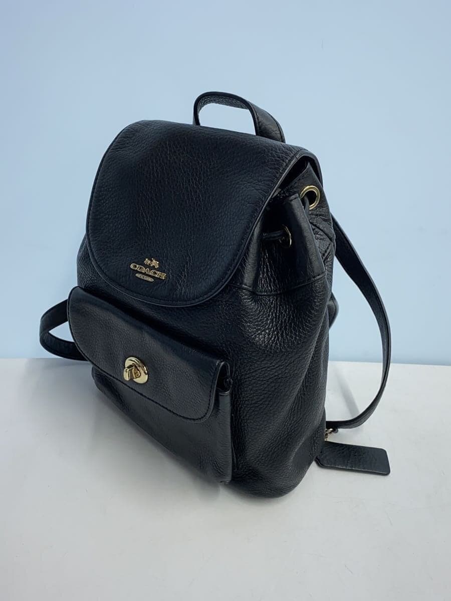 COACH Backpack_All Leather Leather BLK Solid Color F37621 2