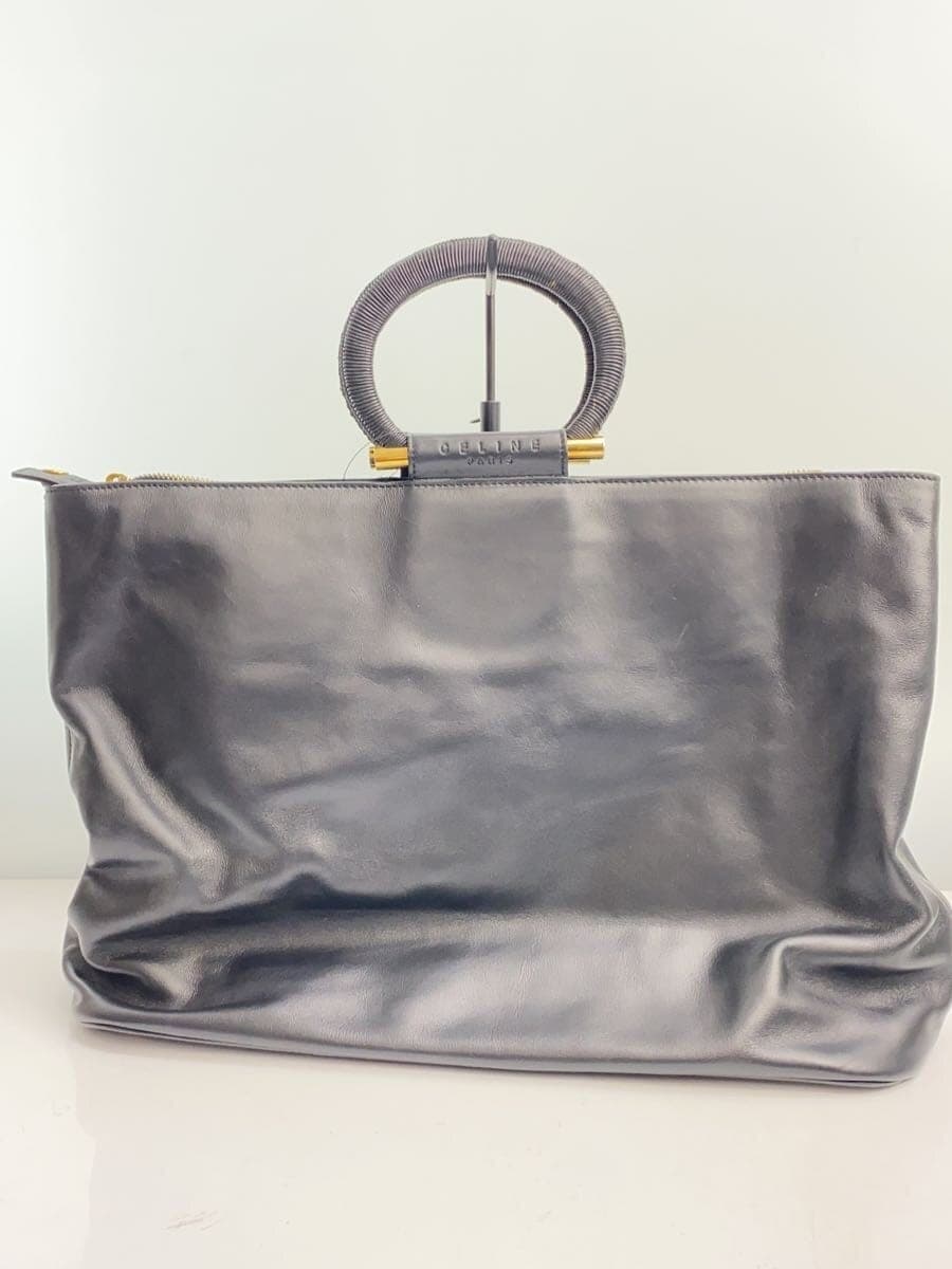 CELINE Tote Bag Leather BLK 3