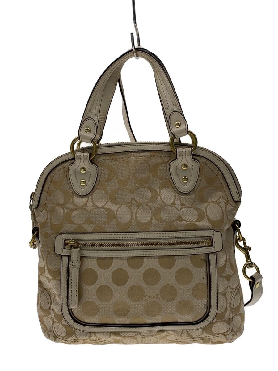 COACH Shoulder Bag Canvas BEG Allover Pattern 22474