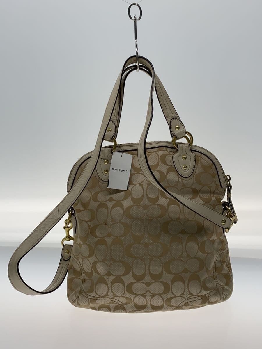 COACH Shoulder Bag Canvas BEG Allover Pattern 22474 3