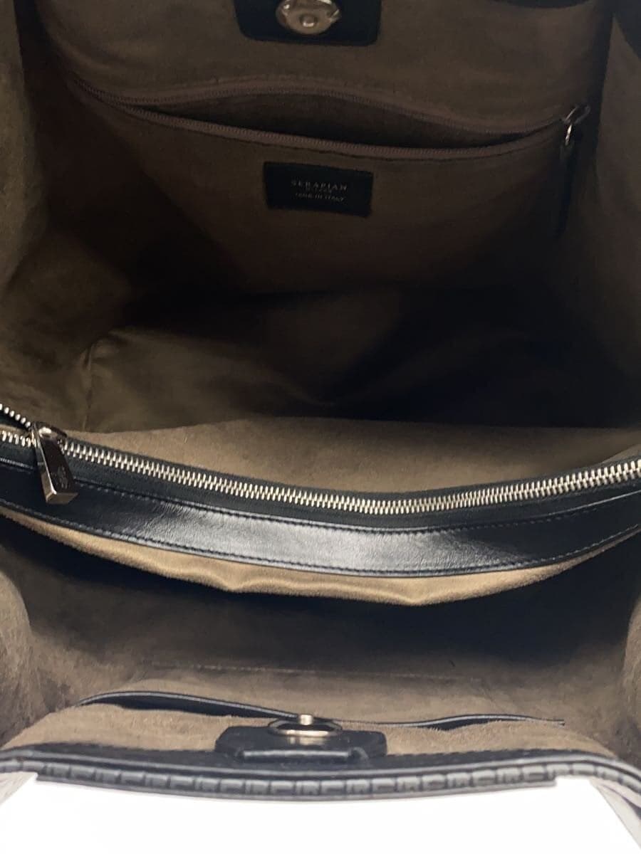 SERAPIAN tote bag leather BLK all-over pattern 6